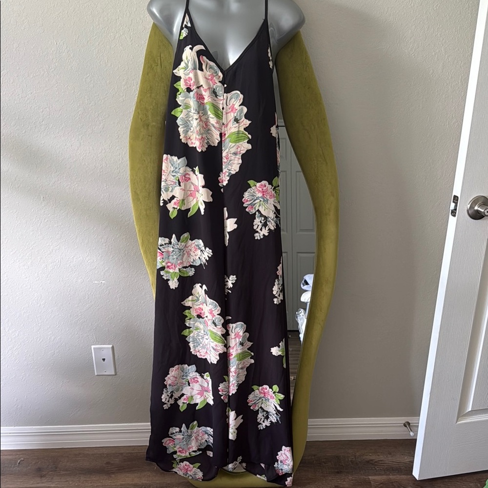 Floral Black Maxi Jumpsuit